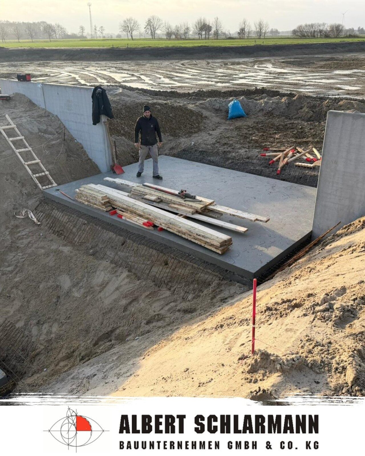 Erstellung eines Absetzbeckens aus Beton